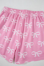 Bowknot Printed Notched T-Shirt and Shorts Set
