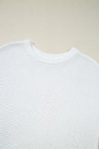 Side Slit Round Neck Knit Top