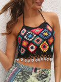 Geometric Halter Neck Swim Top - felvior