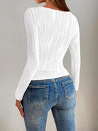 Textured Round Neck Long Sleeve Top