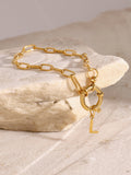 18K Gold-Plated Stainless Steel Letter L Bracelet - felvior