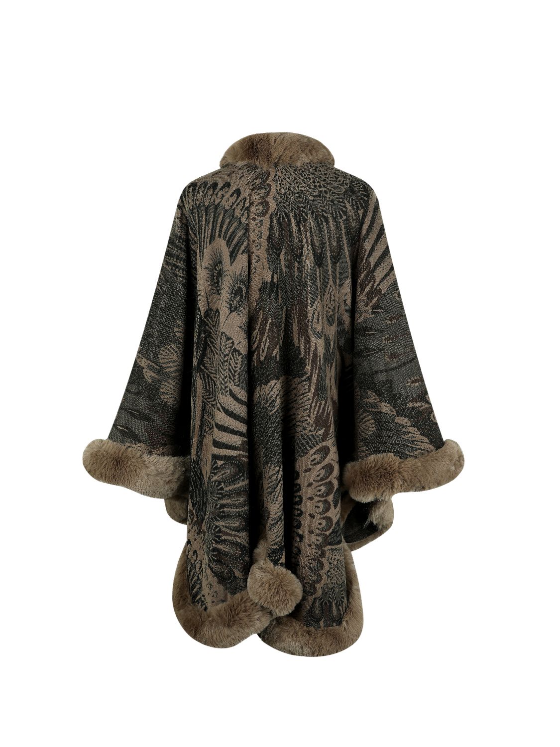 Printed Open Front Poncho - felvior