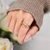 Crisscross Gold-Plated 925 Sterling Silver Ring - felvior