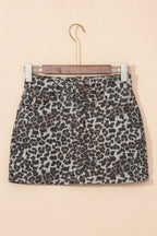 Leopard Denim Mini Skirt