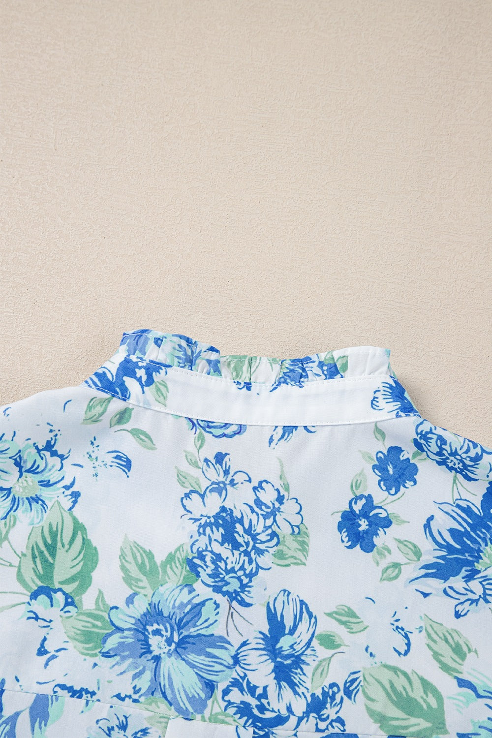 Floral Print Ruffle Sleeve Frilly Button Up Shirt