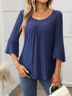 Round Neck Three-Quarter Sleeve Top