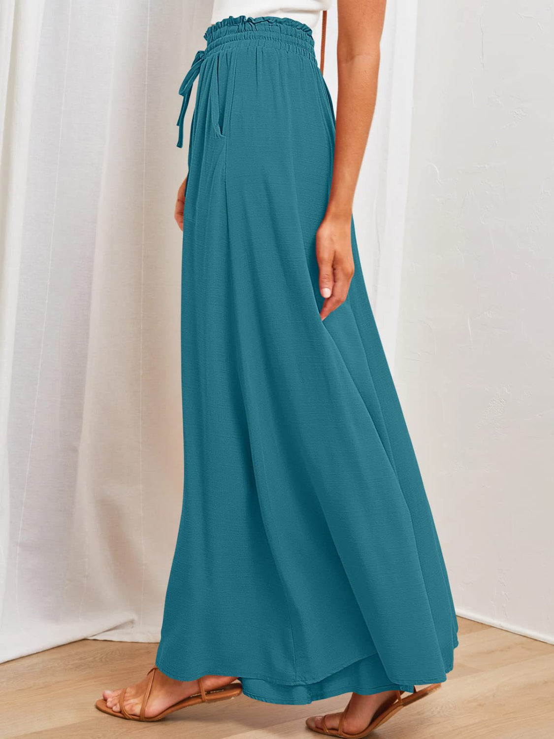 Wide Leg Pants with Pockets - felvior