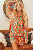 Leopard Collared Neck Long Sleeve Top and Shorts Lounge Set - felvior