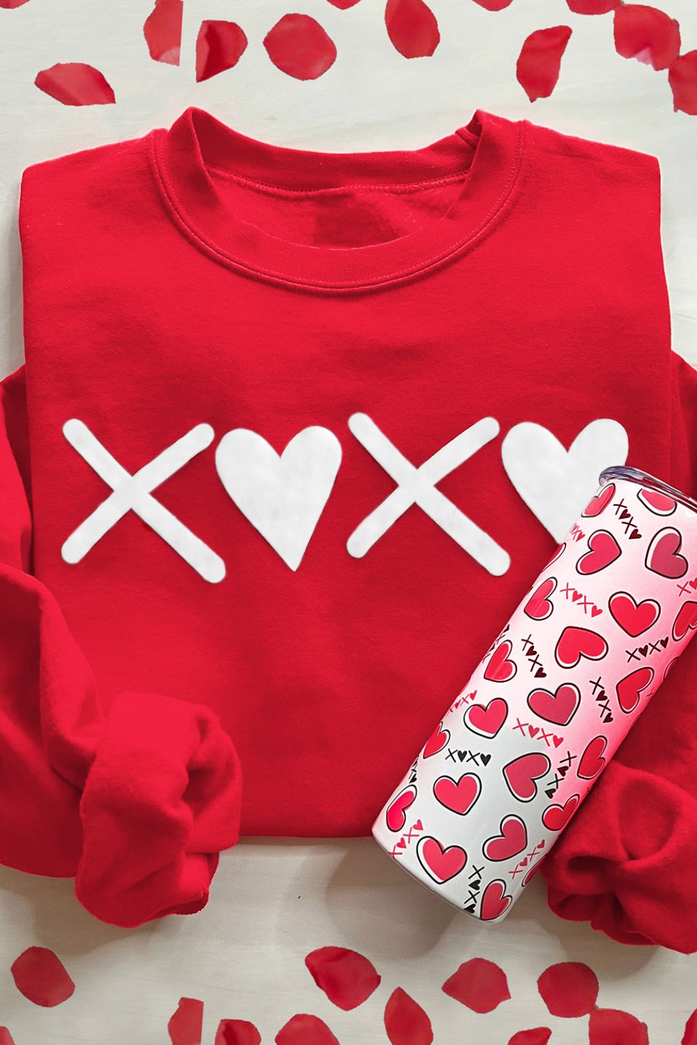 Valentine’s Day XOXO Round Neck Drop Shoulder Sweatshirt - felvior