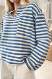 Stripe Chest Pocket Notched Top - felvior