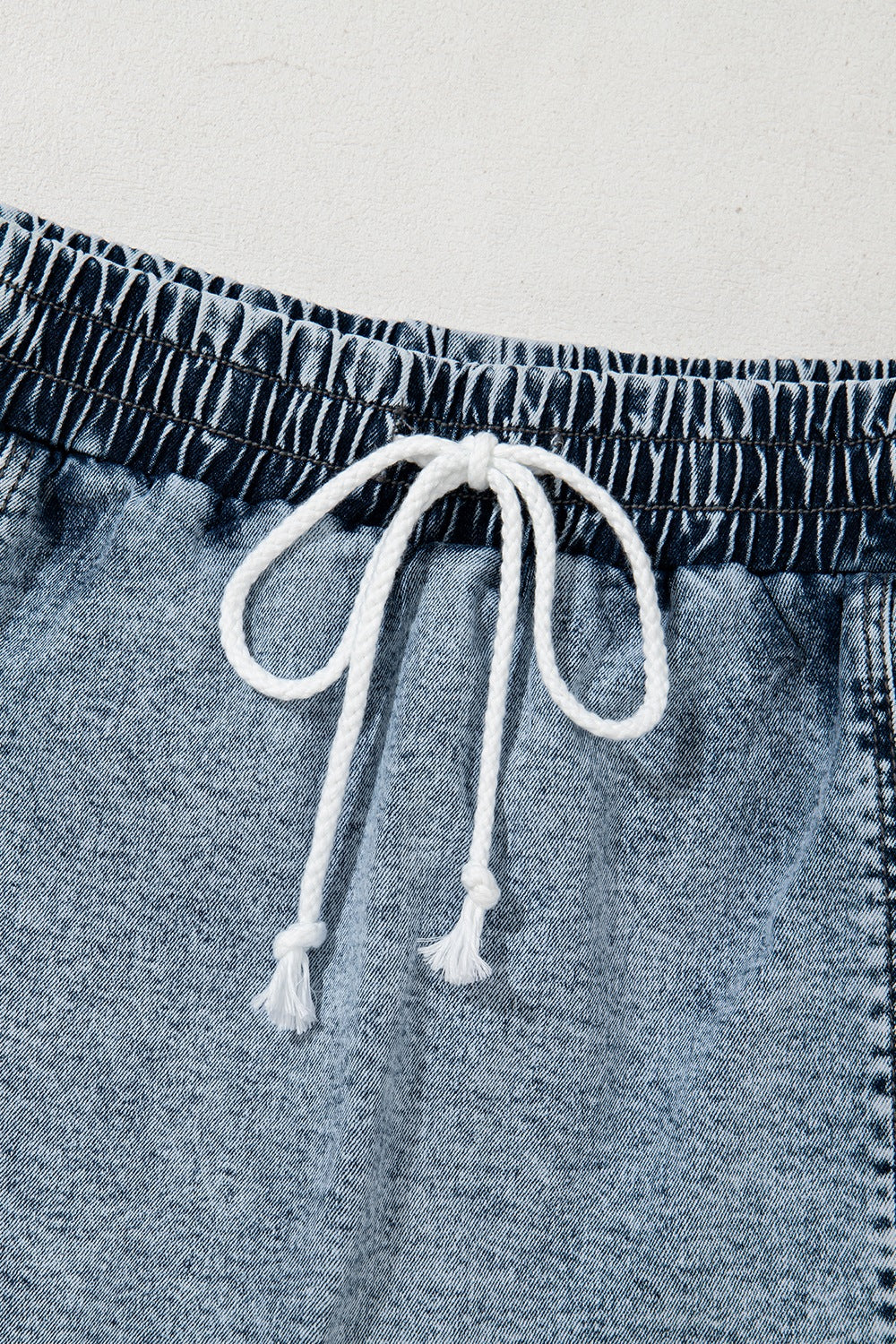 Drawstring High Waist Pocketed Denim Shorts