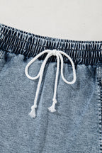 Drawstring High Waist Pocketed Denim Shorts