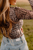 Turtleneck Leopard Long Sleeve Bodysuit - felvior