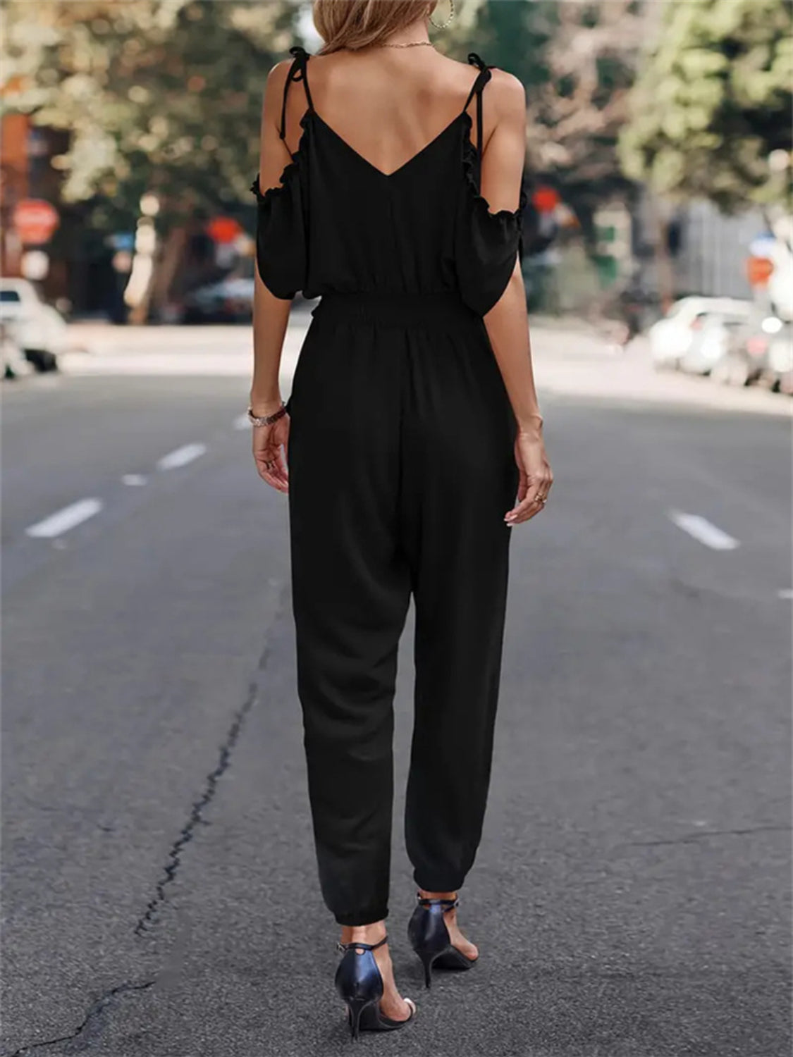 Surplice Tied Spaghetti Strap Jumpsuit