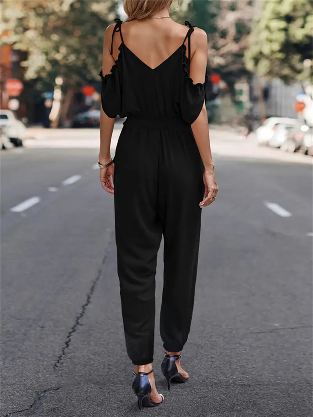 Surplice Tied Spaghetti Strap Jumpsuit