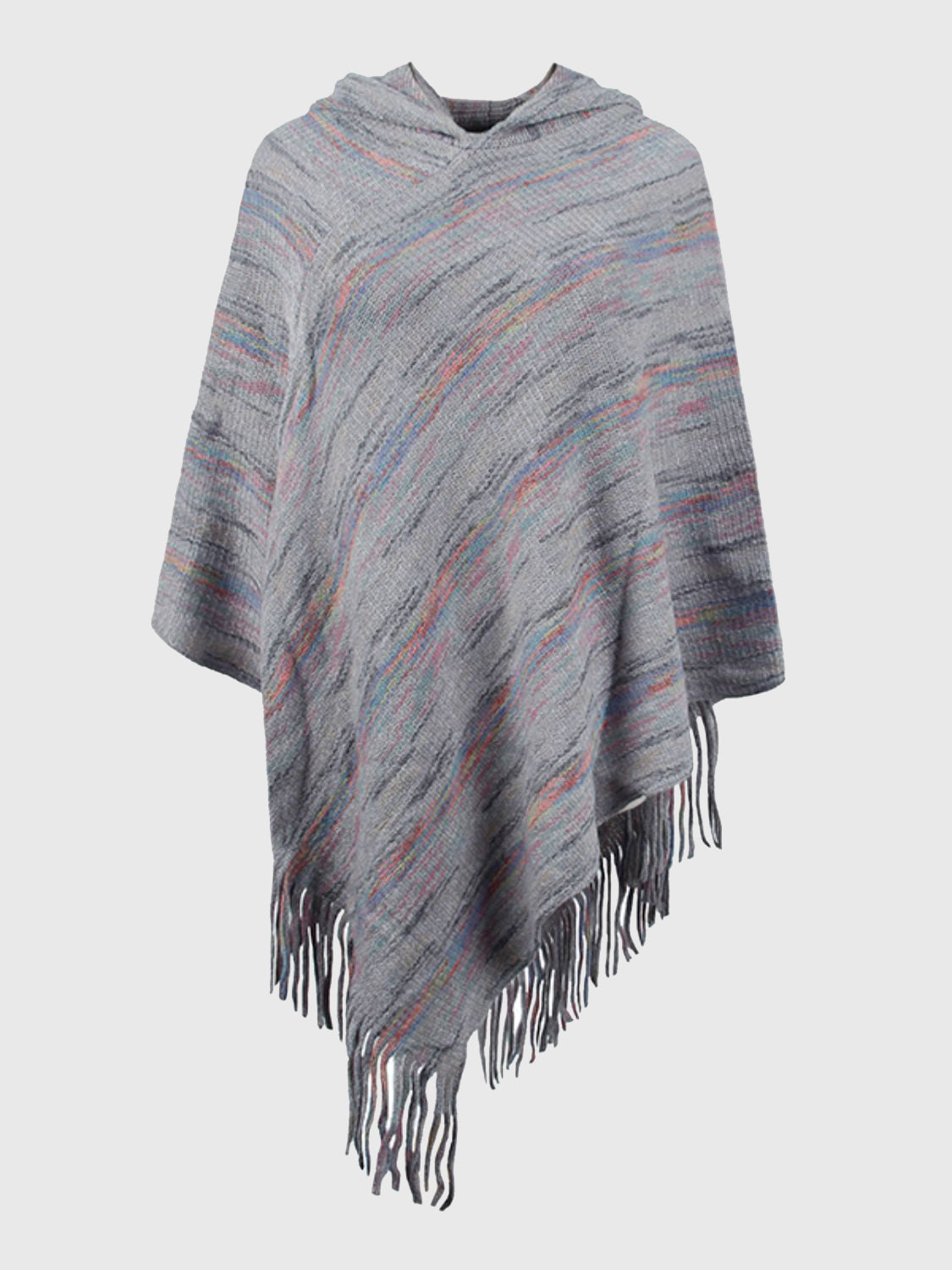 Fringe Hem Hooded Poncho - felvior