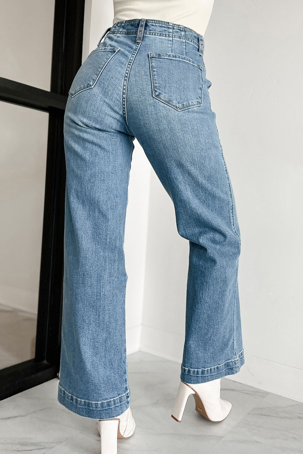 Button Fly High Waist Jeans - felvior