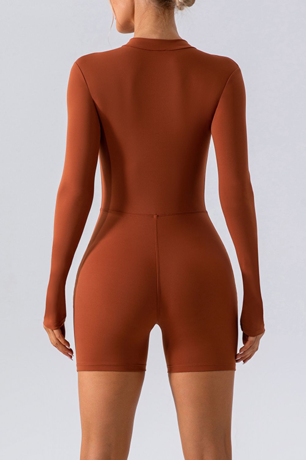 Half Zip Long Sleeve Active Romper - felvior