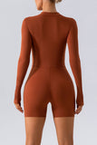 Half Zip Long Sleeve Active Romper - felvior