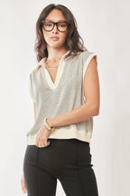Davi & Dani French Terry Boxy Fit Striped Sweater Vest
