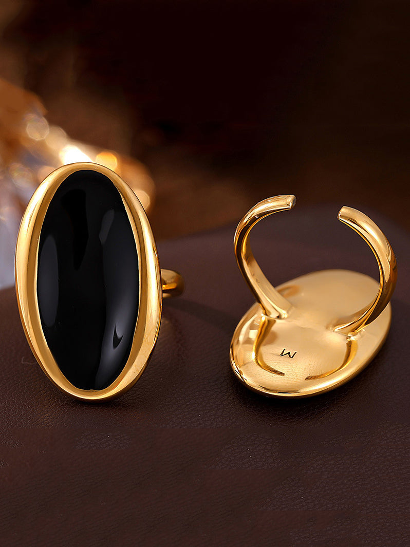 Stainless Steel Oil Drip Elliptical Open Ring - felvior