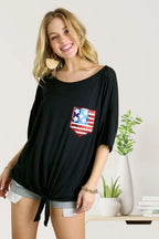 ADORA Sequin US Flag Pocketed Top