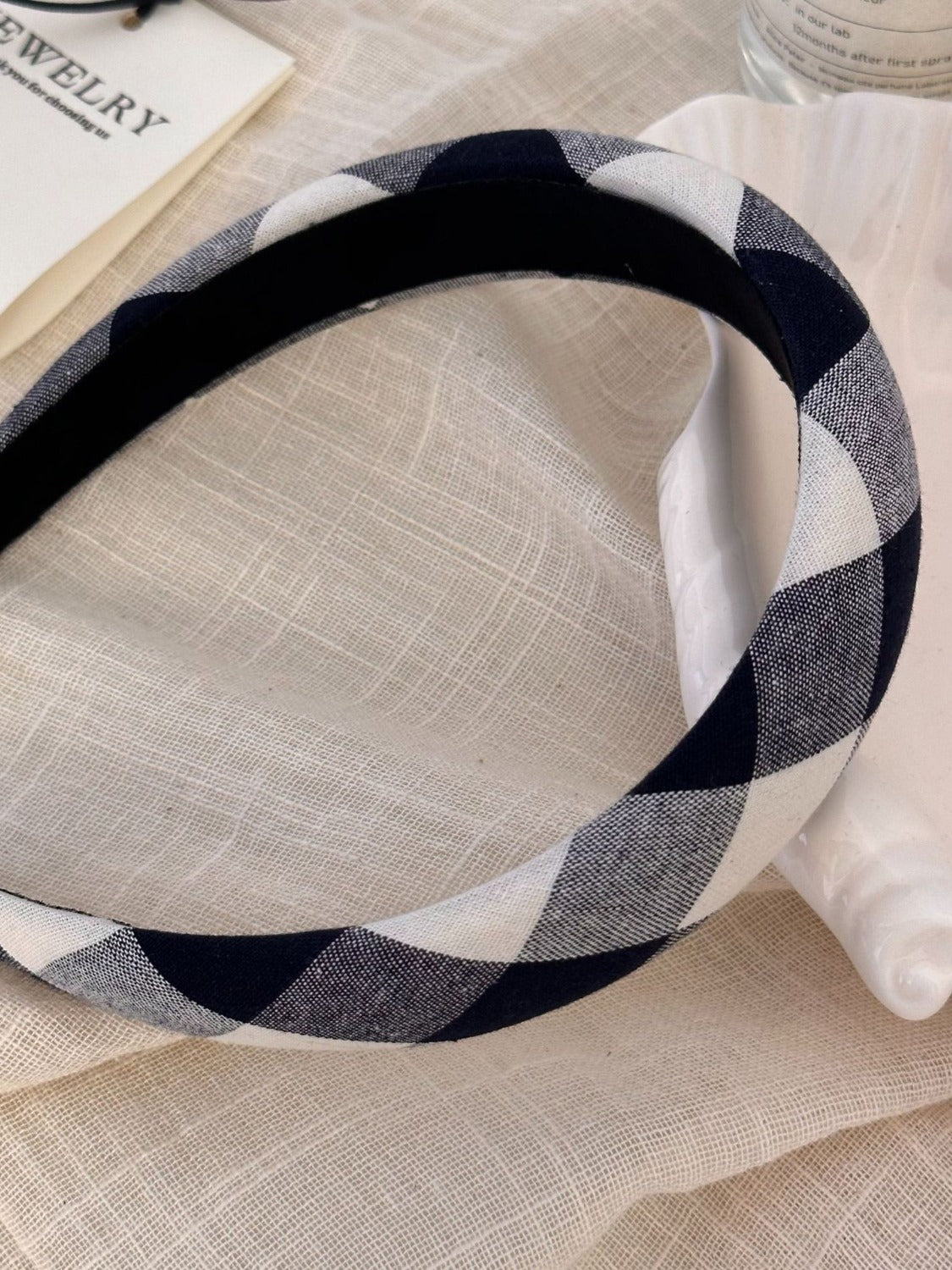 Polyester Plaid Wide Headband - felvior