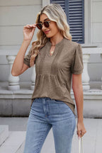 Notched Short Sleeve Top