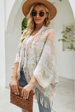 Multicolored Fringe Trim Poncho - felvior