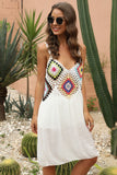 Openwork Sleeveless Embroidery Dress - felvior