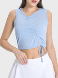 Millennia Drawstring Ruched Wide Strap Active Tank - felvior