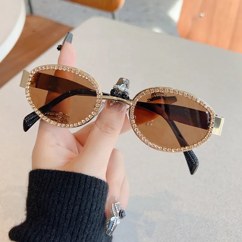Rhinestones Decor Oval Sunglasses Secondary image