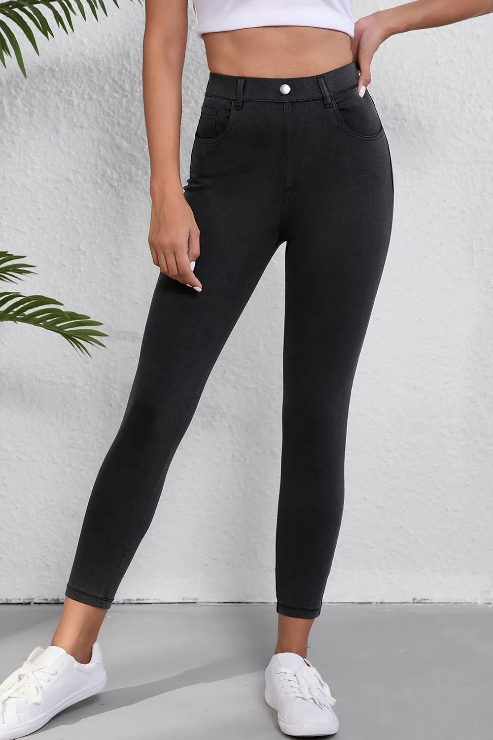 High Waist Jeans with Pockets - felvior