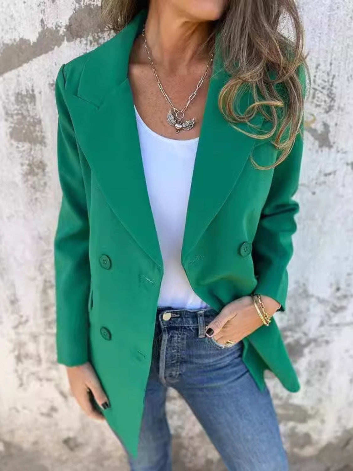 Full Size Collared Neck Long Sleeve Blazer - felvior