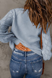 Openwork V-Neck Button Up Cardigan - felvior