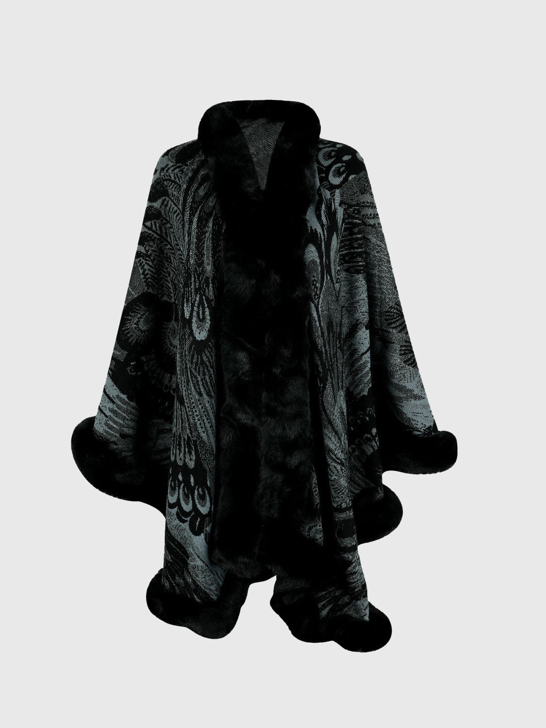 Printed Open Front Poncho - felvior