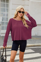 Backless Round Neck Long Sleeve T-Shirt