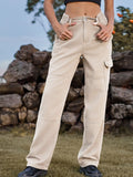 High Waist Cargo Straight Jeans - felvior