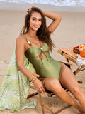 Cutout Sweetheart Neck One-Piece Swimwear and Cover-Up Swim Set - felvior