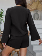 Devine Double Tied V-Neck Top and Shorts Set