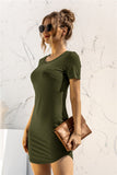 Round Neck Short Sleeve Mini Dress - felvior