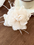 Feather Trim Flower Shape Hair Claw Clip - felvior