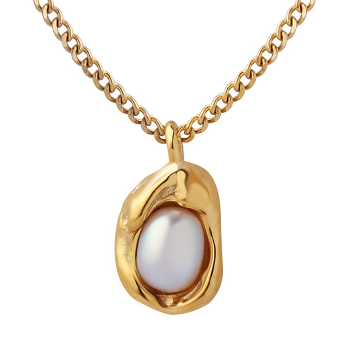 18K Gold-Plated Pearl Pendant Necklace - felvior