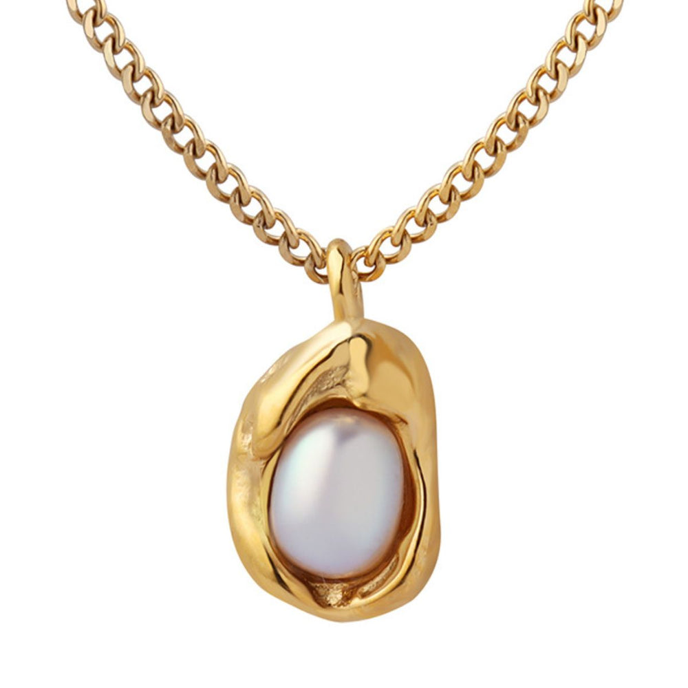 18K Gold-Plated Pearl Pendant Necklace