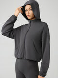Millennia Zip Up Dropped Shouder Active Hooded - felvior