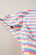 Striped Round Neck Short Sleeve Top and Pants Set