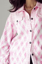 Geometric Print Textured Flap Pocket Shacket