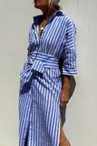 Tied Button Up Three-Quarter Sleeve Dress - felvior