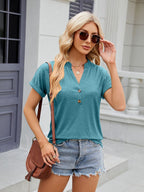 Florira Notched Short Sleeve T-Shirt