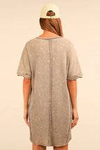 VERY J Plus Size Mineral Washed Ribbed Knit Mini Dress